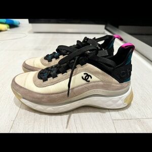 Chanel Velvet Calfskin Mixed Fibers CC Sneakers
